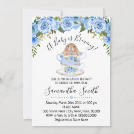 ベビーはブルーイングイースターティーシャワーブルー招待状 シーズンカード