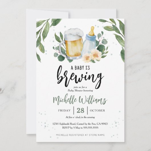 ベビーはブルーインググリーンリーベビーシャワー招待状 招待状 (正面)