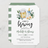 ベビーはブルーインググリーンリーベビーシャワー招待状 招待状 (正面/裏面)