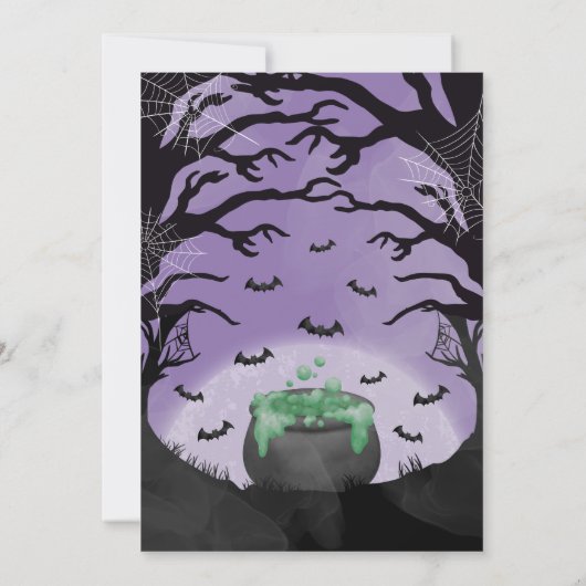 ベビーはブルーイングパープルハロウィーンベビーシャワー 招待状 (裏面)