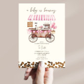 ベビーはブルーイングピンクのコーヒーカート女の子の赤ちゃんシャワー 招待状