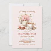 ベビーはブルーイングピンクのフローラベビーガール 招待状 (正面)