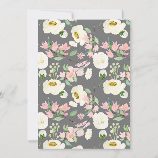 ベビーはブルーイングピンクペオニーフローラベビー茶 招待状 (裏面)