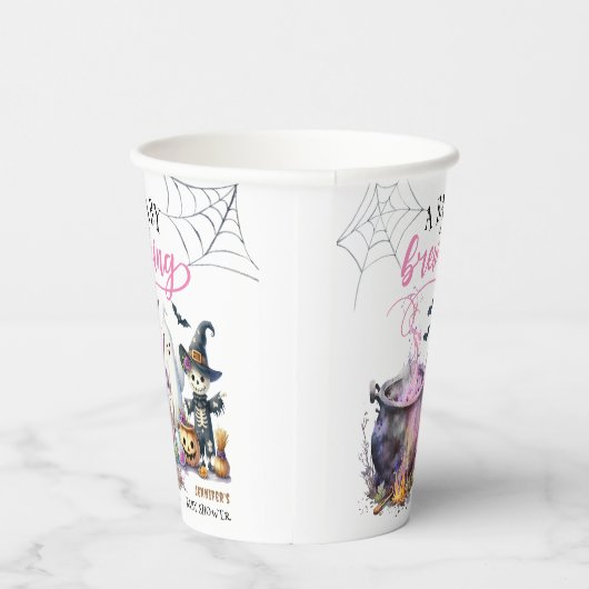 ベビーはブルーイング女の子ピンクのハロウィーンベビーシャワー 紙コップ (右)