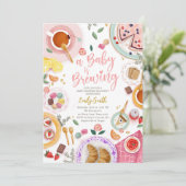 ベビーはブルーイング女の子ピンク茶パーティー赤ちゃんシャワー 招待状 (スタンド正面)