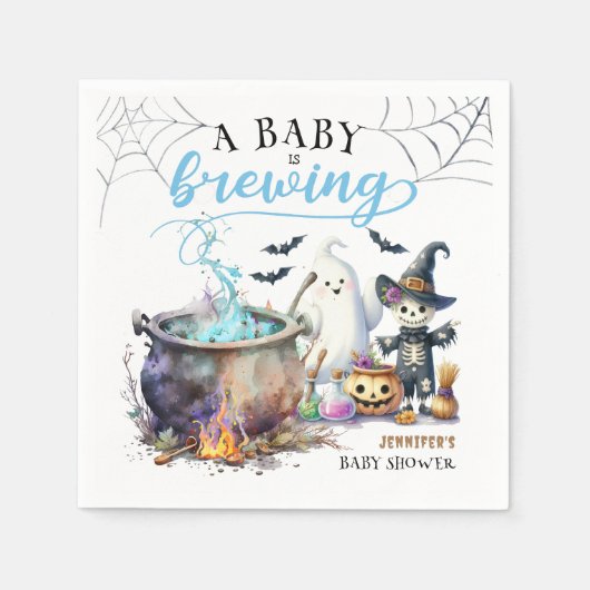 ベビーはブルーイング少年かわいいハロウィーン赤ちゃんシャワー スタンダードカクテルナプキン (正面)