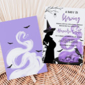 ベビーはブルーイング紫の魔女ベビーシャワー 招待状
