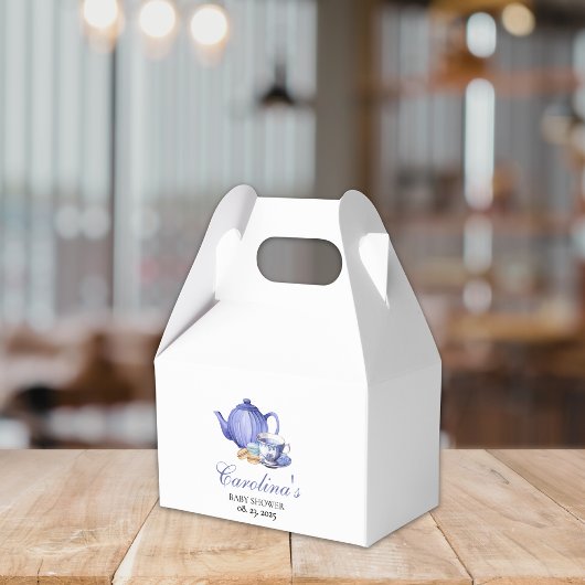 ベビーはブルーイング紫茶パーティー赤ちゃんシャワー フェイバーボックス