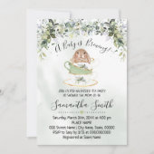 ベビーはブルーイング緑のイースターティーシャワー招待状 シーズンカード (正面)