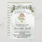 ベビーはブルーイング緑のイースターティーシャワー招待状 シーズンカード (正面/裏面)