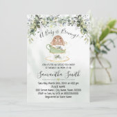 ベビーはブルーイング緑のイースターティーシャワー招待状 シーズンカード (スタンド正面)