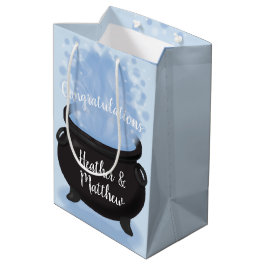 ベビーはブルーイング魔女の赤ちゃんシャワーゴシックブルー ミディアムペーパーバッグ