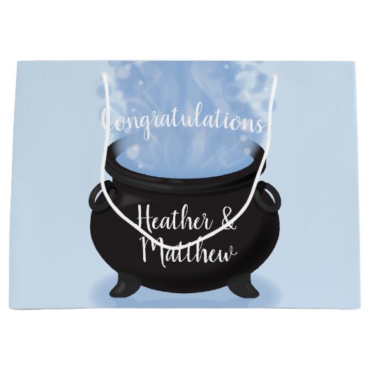 ベビーはブルーイング魔女の赤ちゃんシャワーゴシックブルー ラージペーパーバッグ (正面)