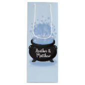 ベビーはブルーイング魔女の赤ちゃんシャワーゴシックブルー ワインギフトバッグ (正面)