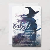 ベビーはブルーイング魔女ほうき水色 招待状 (正面)