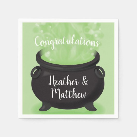 ベビーはブルーイング魔女シャワーハロウィーンキャルドロン スタンダードカクテルナプキン (正面)