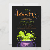 ベビーはブルーイング魔女ポット赤ちゃんシャワー 招待状 (正面)