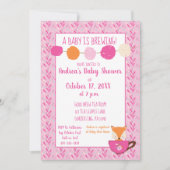 ベビーはブルーイングPink Teacupベビーガールシャワー 招待状 (正面)