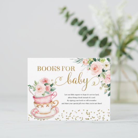 ベビーはベビーカード用の茶パーティーの本を醸造する インビテーションポストカード (スタンド正面)