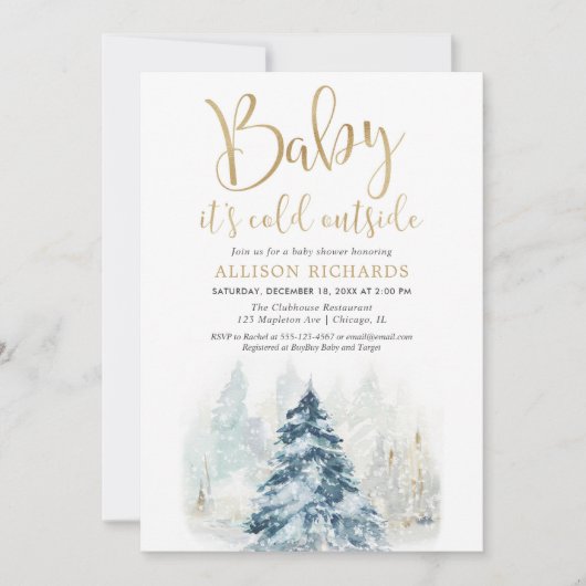 ベビーはベビーシャワーの外男女兼用は寒い 招待状 (正面)