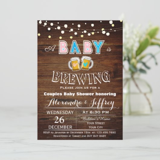 ベビーはベビーシャワーの招待状を醸造しています 招待状 (スタンド正面)