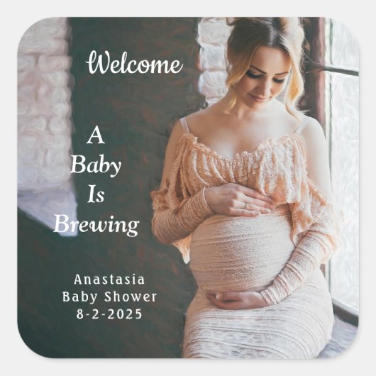 ベビーはベビーシャワーを醸造しています スクエアシール (正面)