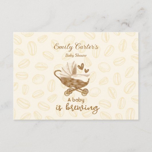 ベビーはベビーシャワーコーヒーアドバイスカードを醸造している エンクロージャーカード (正面)