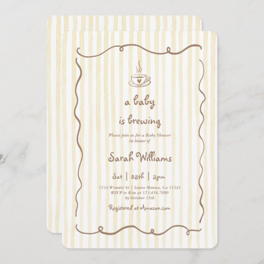 ベビーはベビーシャワー招待状を醸造している 招待状 (正面/裏面)