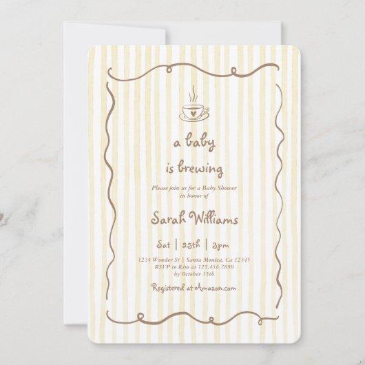 ベビーはベビーシャワー招待状を醸造している 招待状 (正面)