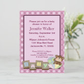 ベビーはベビーシャワー-ピンク--を妨げます 招待状 (スタンド正面)