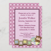 ベビーはベビーシャワー-ピンク--を妨げます 招待状 (正面/裏面)