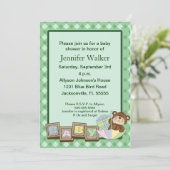 ベビーはベビーシャワー-緑--を妨げます 招待状 (スタンド正面)