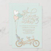 ベビーはベビーシートシャワーと3つのタンデムバイクを作る 招待状 (正面/裏面)