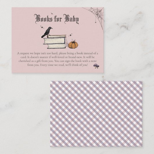 ベビーはベビーピンクの赤ちゃんシャワー用の本を醸造している エンクロージャーカード (正面/裏面)