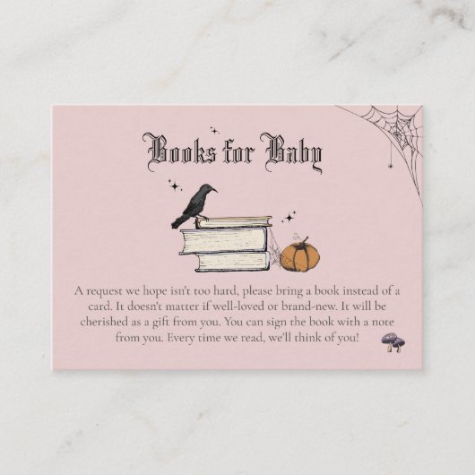 ベビーはベビーピンクの赤ちゃんシャワー用の本を醸造している エンクロージャーカード (正面)