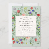 ベビーはベリースウィートワイルドフラワーベビーシャワー 招待状 (正面)
