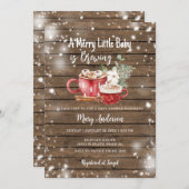 ベビーはホットチョコレートウッドベビーシャワーを醸造している 招待状 (正面/裏面)