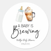 ベビーはボトルコーヒーグラス赤ちゃんシャワーを醸造している ラウンドシール (正面)