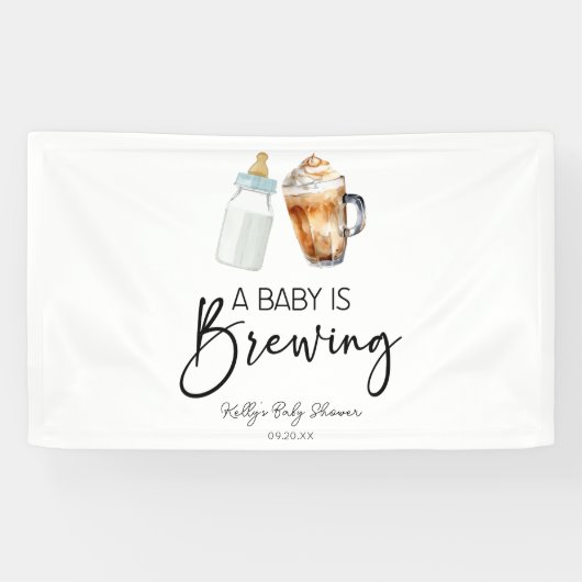 ベビーはボトルコーヒーグラス赤ちゃんシャワーを醸造している 横断幕 (横)