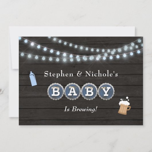 ベビーはボーイカップルの赤ちゃんシャワーを醸造している 招待状 (正面)
