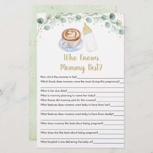 ベビーはママのゲームを知っているコーヒーを醸造してい最高のる (正面/裏面)