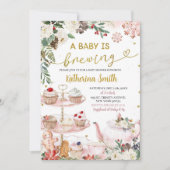 ベビーは冬のクリスマスティーベビーシャワーIを醸造している 招待状 (正面)