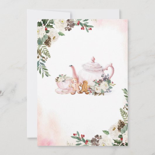 ベビーは冬のクリスマスティーベビーシャワーIを醸造している 招待状 (裏面)