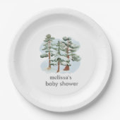 ベビーは冬の森の外で寒い ペーパープレート (正面)