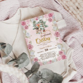 ベビーは冷たいフローラ鹿ベビーガールシャワー 招待状