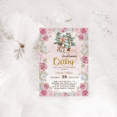 ベビーは冷たいフローラ鹿ベビーガールシャワー 招待状