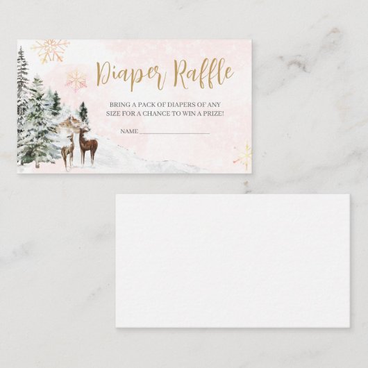 ベビーは冷たい外の女の子の冬おむつラッフル エンクロージャーカード (正面/裏面)