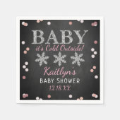 ベビーは冷たい外の女の子の冬のベビー スタンダードカクテルナプキン (正面)