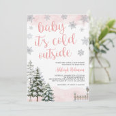 ベビーは冷たい外の女の子ベビーシャワー招待状 招待状 (スタンド正面)