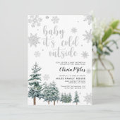 ベビーは冷たい外の招待ウィンターシルバー 招待状 (スタンド正面)